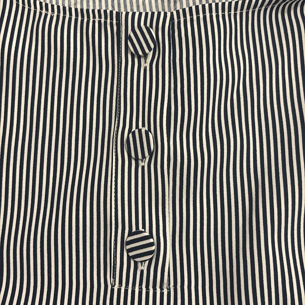 Striped Navy Blue and White Sleeveless Tank Top Shirt